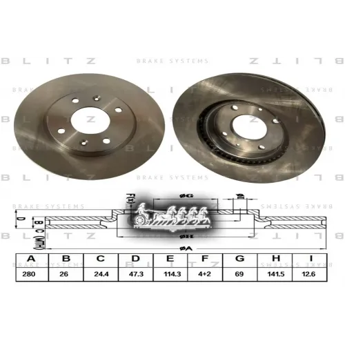 Диск Тормозной Hyundai Sonata/Elantra 00- Перед. Вент. Blitz 