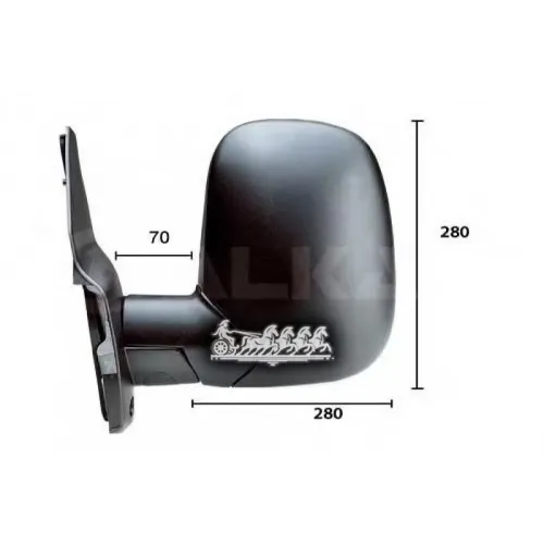 Зеркало Заднего Вида Ford Transit 94-00 Мех.выпукл.прав. (В Сборе) ALKAR 