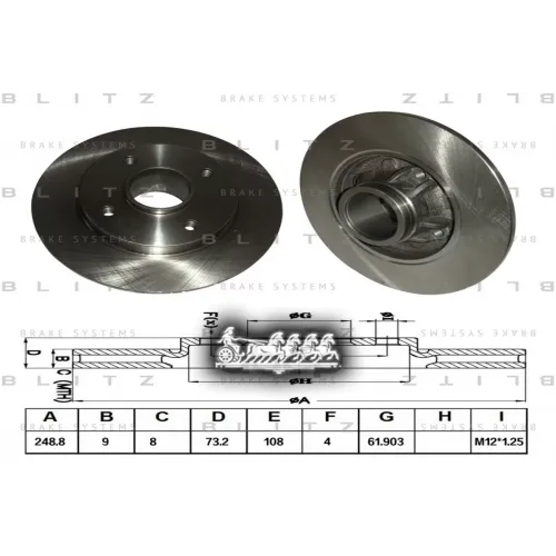Диск Тормозной Psa C4/308 08- Задн. Blitz 