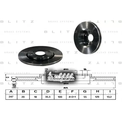 Диск Тормозной Citroen C1 05- Перед. Вент. Blitz 