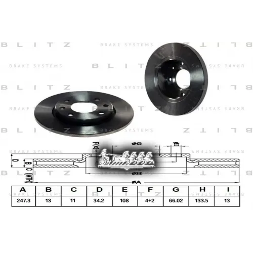 Диск Тормозной Peugeot 206/306 97- Перед. Blitz 