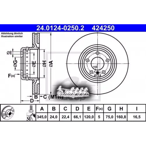 Диск Тормозной Bmw 1(F20)/3(F30)/4(F32) Задн. 345 Мм. (Пак. Perfomance) (Двухсекционный) Ate 