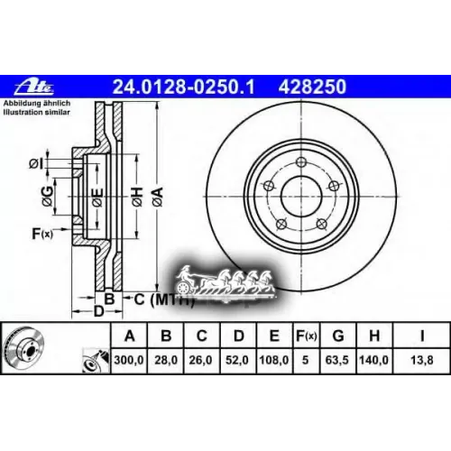 Диск Тормозной Ford Mondeo 4 -14 Передн.300x28 Мм. 5 Отв Ate 