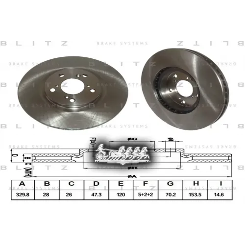 Диск Тормозной Honda Pilot 11- Перед.вентилируемый Blitz 