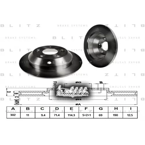 Диск Тормозной Hyundai Santa Fe 09- Задн. Blitz 