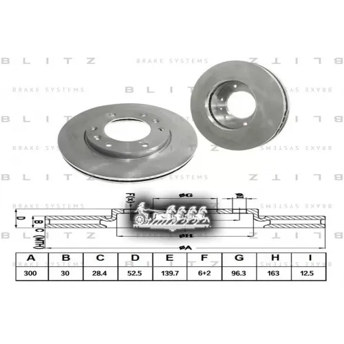 Диск Тормозной Hyundai H-1 08- Перед. Blitz 