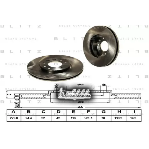 Диск Тормозной Opel Astra/Zafira 98- Перед. Вент. Blitz 