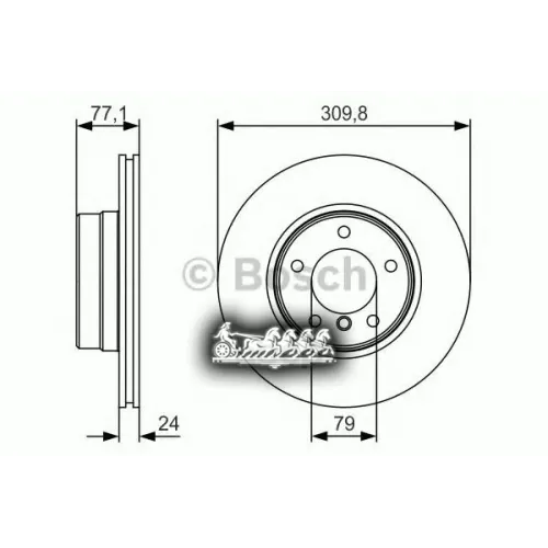 Диск Тормозной Bmw 5(E60) 03- Перед.вент.d 310Мм. Bosch 