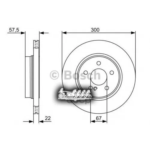 Диск Тормозной Mb W204 07- Задн.вент. D 300Мм. Bosch 