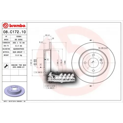 Диск Тормозной Hyundai/Kia Solaris/Rio 10- Задн. Brembo 