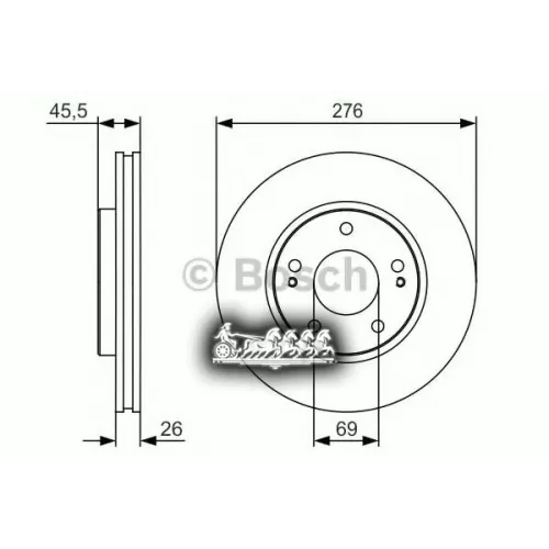 Диск Тормозной Mitsubishi Lancer 03- Перед.вент. Bosch 