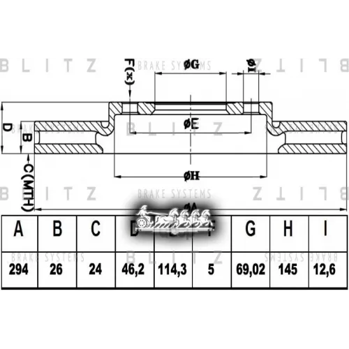 Диск Тормозной Hyundai Santa Fe 01- Перед. Вент. Blitz 