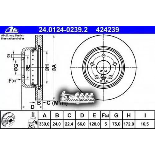 Диск Тормозной Bmw 5(F10) 10- Перед. Составной 330 Мм. Ate 