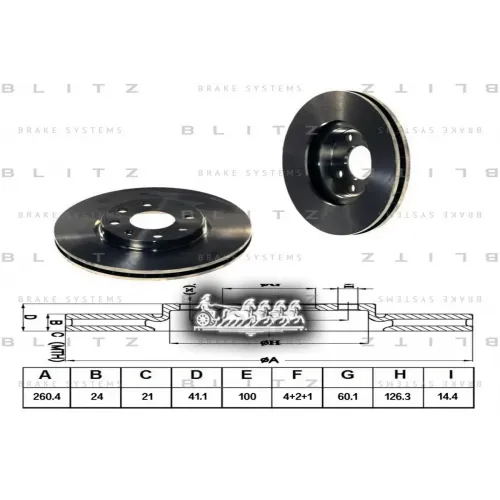Диск Тормозной Opel Corsa/Meriva/Tigra 01- Перед. Вент. Blitz 