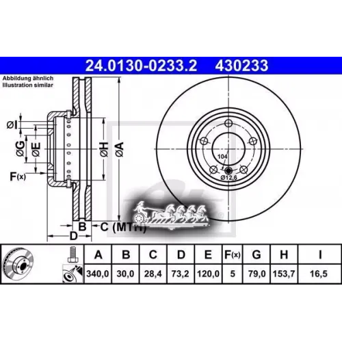 Диск Тормозной Bmw 1(F20)/3(F30)/4(F32) Передн. (Пак. Perfomance) (Двухсекционный) 340 Мм. Ate 
