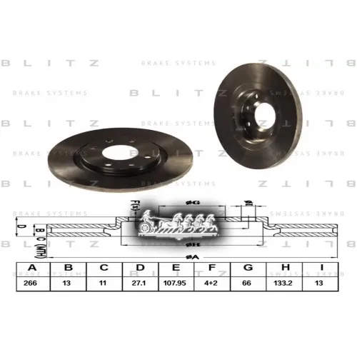 Диск Тормозной Citroen C2/C3/Berlingo 96- Перед. Blitz 