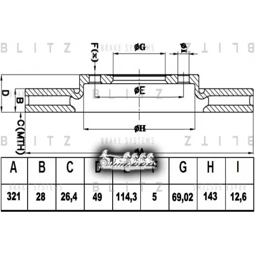 Диск Тормозной Hyundai Ix55/Santa Fe 06- Перед.вент. Blitz 