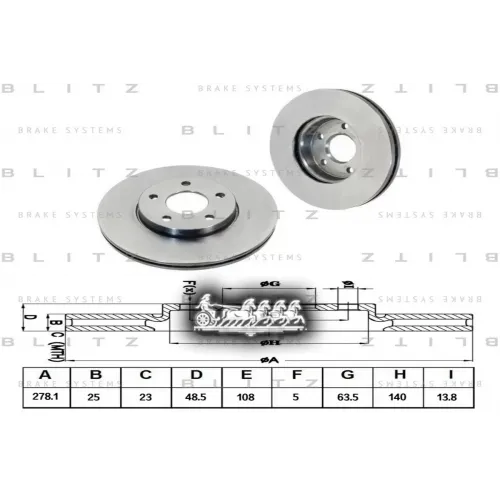 Диск Тормозной Ford Focus/C-Max 04- Перед. Вент. Blitz 