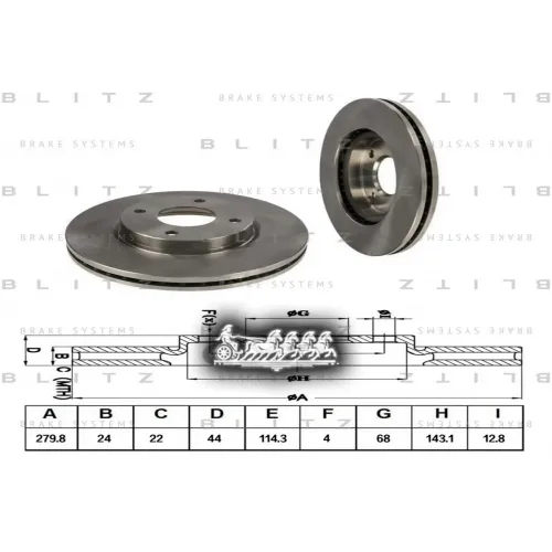 Диск Тормозной Nissan Tiida/Cube 07- Перед. Вент. Blitz 