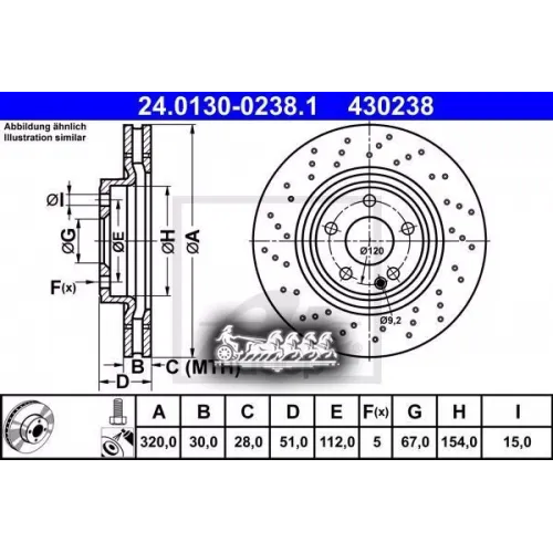Диск Тормозной Mb A(W176)/Cla(C117)/Gla(X156) 12- Передн.вент.(320X30) 5 Отв. (Мин. 2 Шт.) Ate 