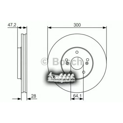 Диск Тормозной Honda Accord 03- Перед.вент.d 300Мм. Bosch 