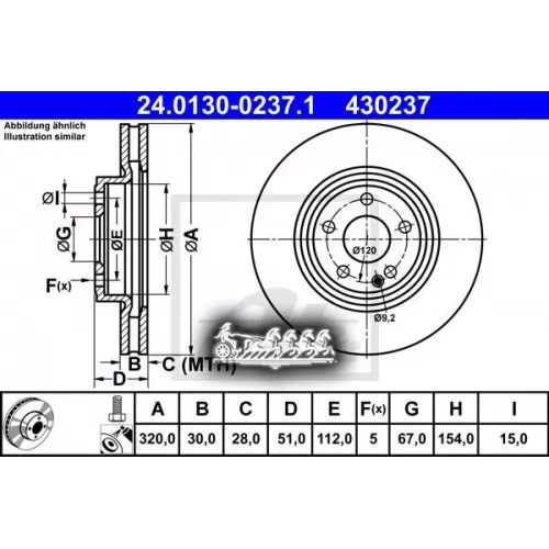 Диск Тормозной Mb A(W176)/Cla(C117)/Gla(X156) 12- Передн.320мм (Мин. 2 Шт.) Ate 
