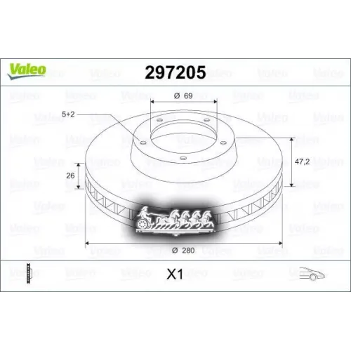 Диск Тормозной Hyundai Tucson 06-/I30 09-/Kia Ceed 06-/Sportage 04- Передний Valeo 297 205