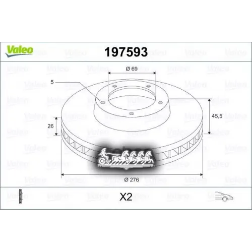Диск Тормозной Mitsubishi Lancer 08-/Dodge Caliber 06- Перед X2 Valeo 