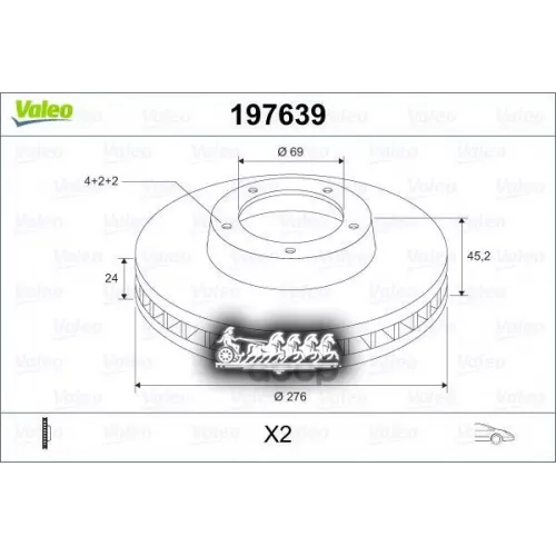 Диск Тормозной Mits Galant Iv 92-96 Перед X2 Valeo 