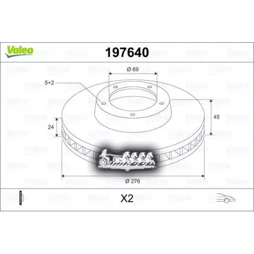Диск Тормозной Mitsubishi Space Runner (N1_w, N2_w) 2.0 16V 91-99 Перед X2 Valeo 