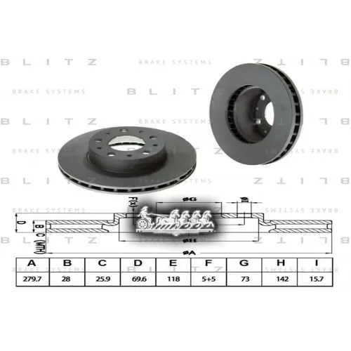 Диск Тормозной Psa/Fiat Jumper/Boxer/Ducato 06- Перед. Вент. Blitz 