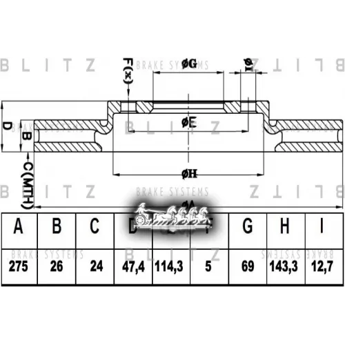 Диск Тормозной Hyundai Elantra 06- Перед.вент. Blitz 