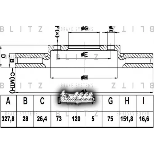 Диск Тормозной Bmw X3/X4 (F25/F26) 10- Перед.вент. Blitz 