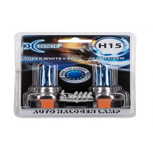 Галогенные Лампы (12V) H15 (Super White+30) (Блистер 2 Шт.) Xenite 