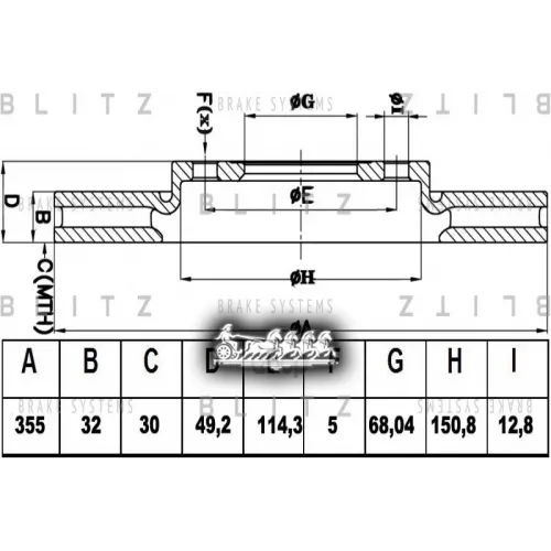 Диск Тормозной Infiniti Fx30/G37/Q70 07- Перед.вент. Blitz 