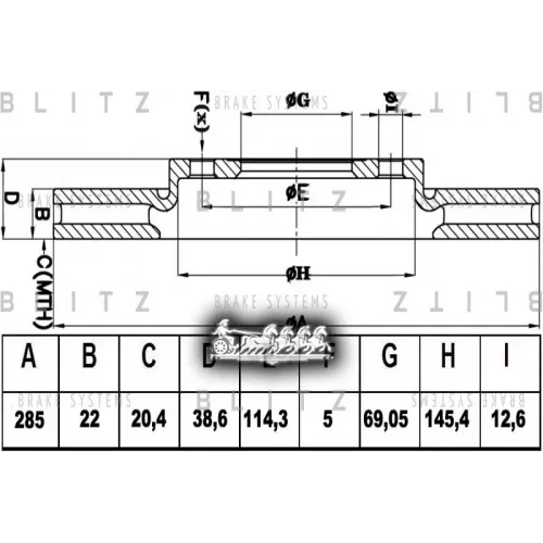 Диск Тормозной Mitsubishi Pajero Pinin 99- Перед. Вент. Blitz 