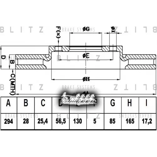 Диск Тормозной Ssang Yong Actyon/Kyron/Rexton 02- Перед.вент. Blitz 