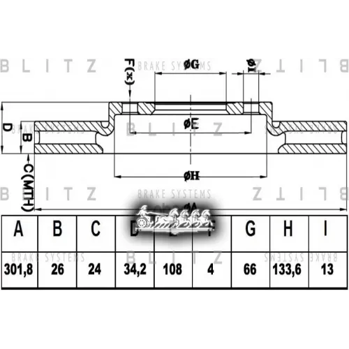 Диск Тормозной Peugeot 308 07- Перед.вент. Blitz 