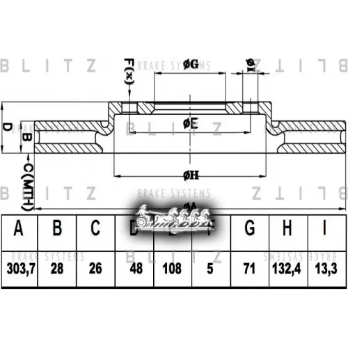 Диск Тормозной Psa Jumpy/C5/Expert/407 07- Перед.вент. Blitz 