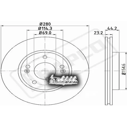 Диск Тормозной Hyundai Creta/I30 11-/Kia Ceed 12- Передний Вент. D 280Мм BAPCO 
