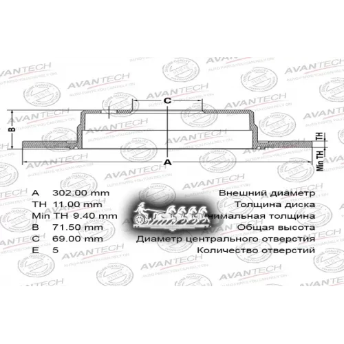 Диск Тормозной Hyundai/Kia Sorento 09- Задн. AVANTECH 
