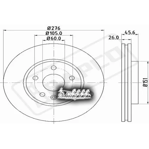 Диск Тормозной Gm Aveo/Cruze/Astra J 09- Перед. Вент. BAPCO 