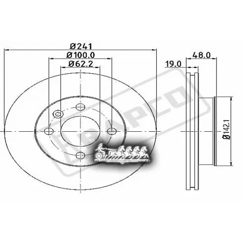 Диск Тормозной Hyundai Getz 1.1-1.6 R13 02- Без Абс Передний Вент.d=241Мм. BAPCO 