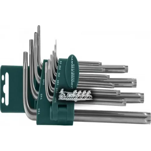 Комплект Угловых Ключей  Torx С Центрированным Штифтом Extra Long Т9-Т50, 10 Предметов S2 Материал Jonnesway 