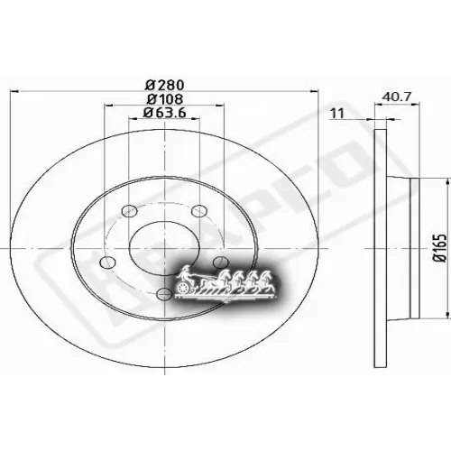 Диск Тормозной Ford Focus 04-/08-/Volvo C30/C70 Задний BAPCO 
