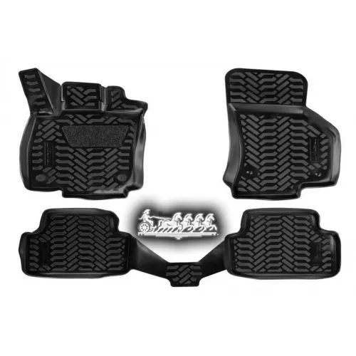 Коврики В Салон Skoda Octavia(A7) 13-, 4 Шт., (Крепеж), Выс. Борт, 3D С Подпятником, Тэп, Черн. AIRLINE 