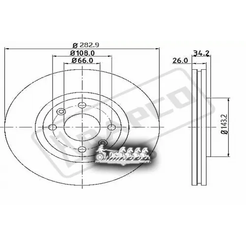 Диск Тормозной Citroen C3/C5/Xantia 98- Перед. Вент. BAPCO 