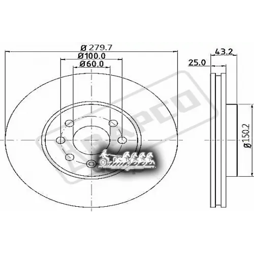 Диск Тормозной Opel Astra/Meriva 04- 1.4/1.6 Пер. BAPCO 