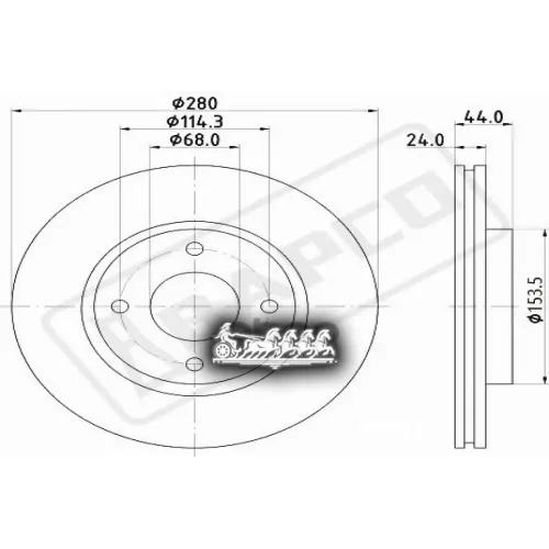 Диск Тормозной Nissan Tiida 07- Передний Вент.d=280Мм. BAPCO 