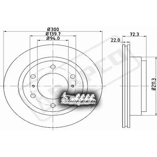 Диск Тормозной Mitsubishi Pajero 00-/Pajero Sport 98- Задний Вент.d=300Мм. BAPCO 